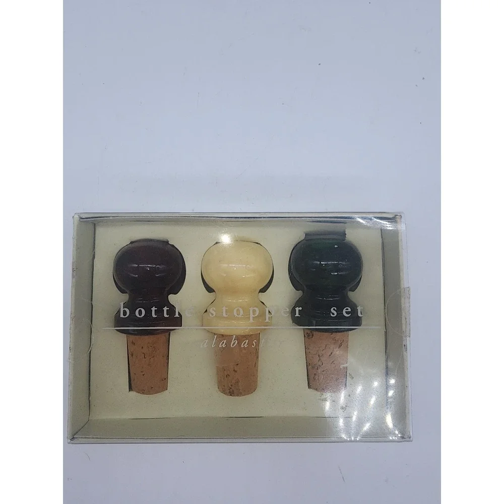 Pier 1 Imports Alabaster Bottle Stopper Set of 3 Made in Italy Wine Corks New